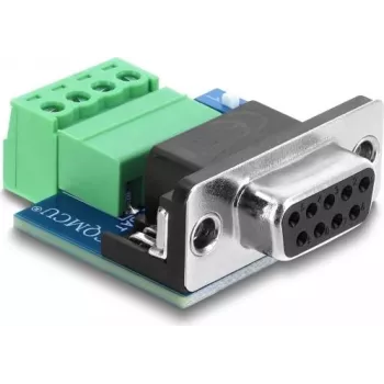 Adapter Delock D-Sub 9-pin żeński na 4-pinowy listwę zaciskową z przełącznikiem DIP i rezystorem terminującym 120 Ohm dla CAN / LIN (91294)