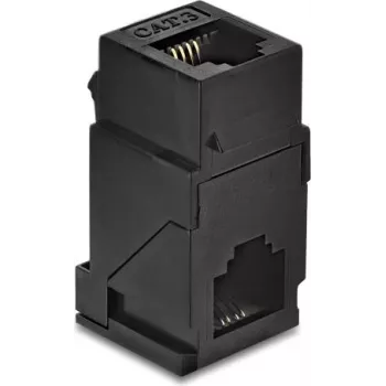 Delock Keystone Module Coupler RJ14 Female to RJ14 Female 90° Angled Cat.3 Plastic Black (91379)