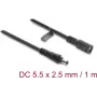 Przedłużacz DC Delock 5.5 x 2.5 mm męski-żeński z blokadą bagnetową 18 AWG, 1 m, czarny (67392)