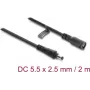 Przedłużacz DC Delock 5.5 x 2.5 mm wtyk-gniazdo z blokadą bagnetową 18 AWG, 2 m, czarny (67393)
