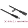 Przedłużacz zasilania DC Delock 5.5 x 2.1 mm wtyk-gniazdo z blokadą bagnetową 18 AWG, 0.5 m, czarny (67388)