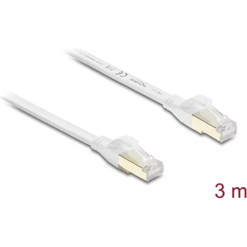Delock RJ45 Flat Patch Cable Cat.8.1 U/FTP do 40 Gbps 3 m Biały (81027)