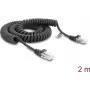 Delock RJ50 Coiled Cable Male to Male 2 m Black (91235)
