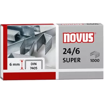 NOVUS 040-0026 Zszywki 24/6 DIN Super, 1000 szt., stal ocynkowana