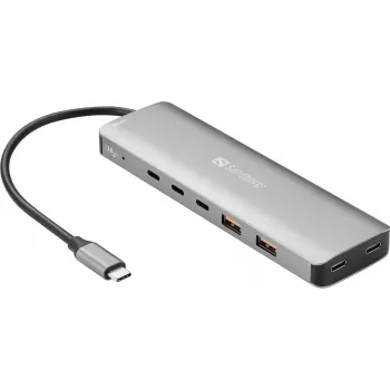 Sandberg USB-C do 5x USB-C + 2x USB-A Hub, 100W, USB 3.2 Gen 1, Szary