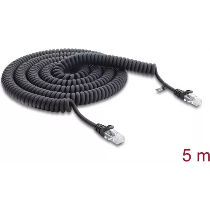Delock RJ45 Spiral Cable Cat.5e 5 m Black (88019)