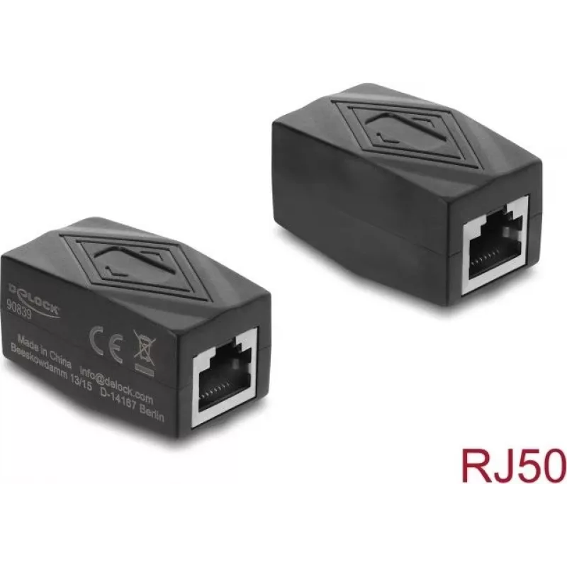 Delock RJ50 Female to Female Shielded Coupler Adapter Black (90839)