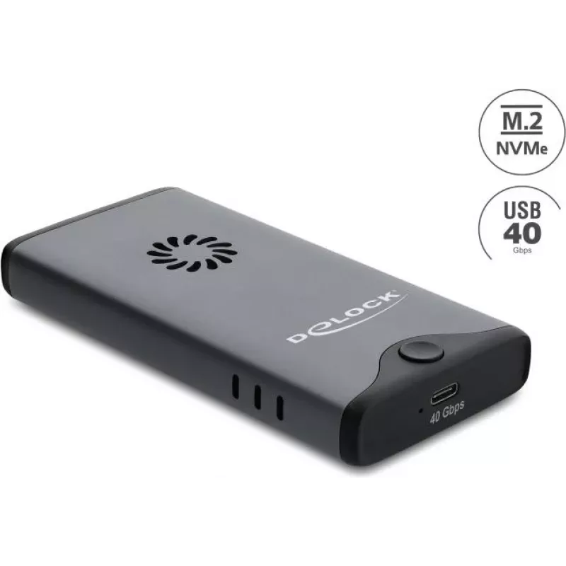 Obudowa Delock USB Type-C 40 Gbps na 1 x M.2 NVMe PCIe SSD z wentylatorem - bez narzędzi