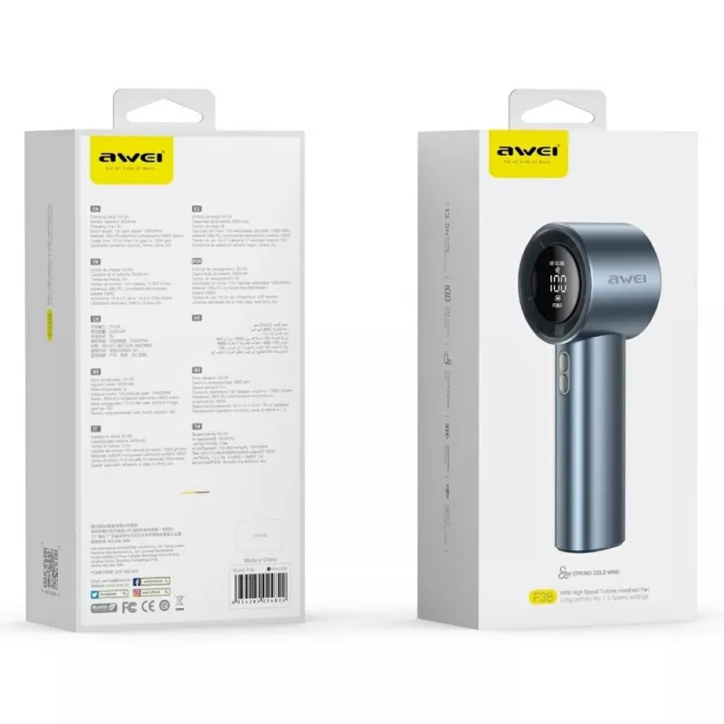 AWEI F38 Mini Wentylator Ręczny Niebieski