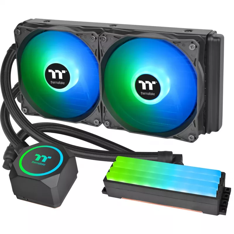 Thermaltake Floe RC 240 All-in-One Chłodzenie Cieczą CPU z Zintegrowanym Blokiem Wodnym RAM, 240mm Radiator, 2x 120mm ARGB PWM Wentylatory, Intel/AMD