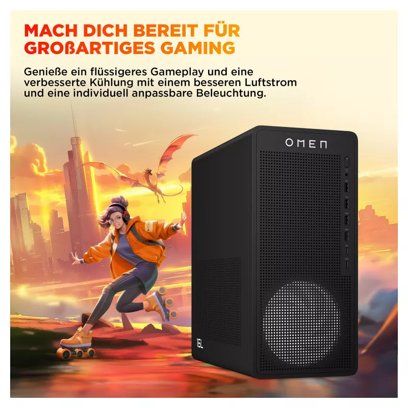 HP OMEN 16L Desktop TG03-0177ng, Black Metal, Ryzen 7 8700F, 32GB RAM, 1TB SSD, GeForce RTX 5060 Ti