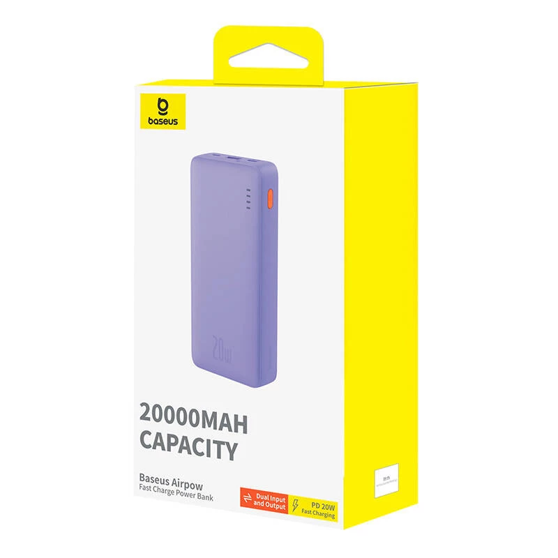Baseus Airpow - 20 000 mAh 20W Power Bank (Fioletowy)