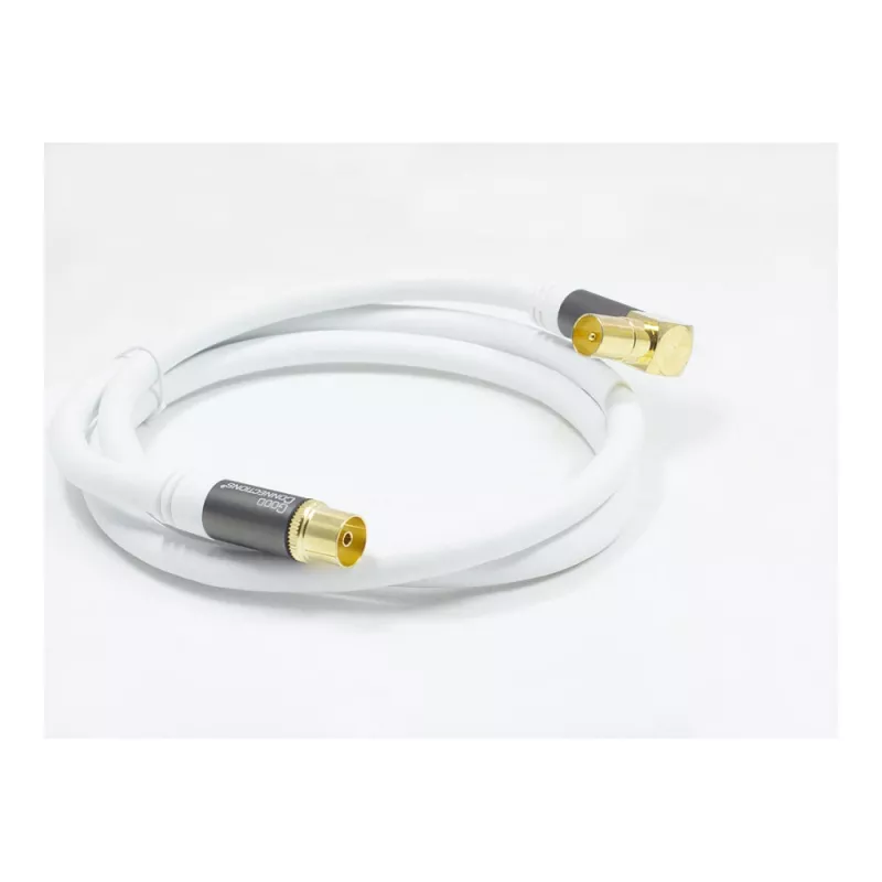 Przewód antenowy SAT Good Connections SmartFLEX, IEC/Coax kątowy męski na żeński, pozłacany, poczwórnie ekranowany, 120 dB, biały, 2 m (GC-M2063)