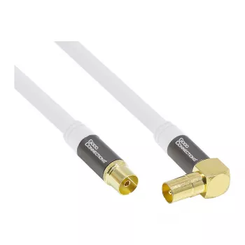 Przewód antenowy SAT Good Connections SmartFLEX, IEC/Coax kątowy męski na żeński, pozłacany, poczwórnie ekranowany, 120 dB, biały, 2 m (GC-M2063)