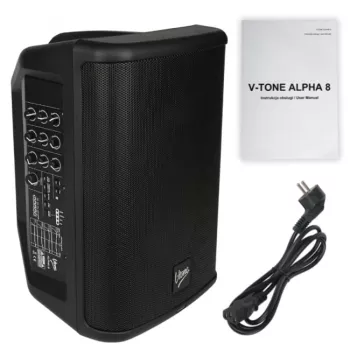 V-TONE ALPHA 8 Aktywny Kolumnowy System PA z Wbudowanym Mikserem, 300W RMS, 8 inch Głośnik Niskotonowy, Bluetooth, USB/SD, Pogłos