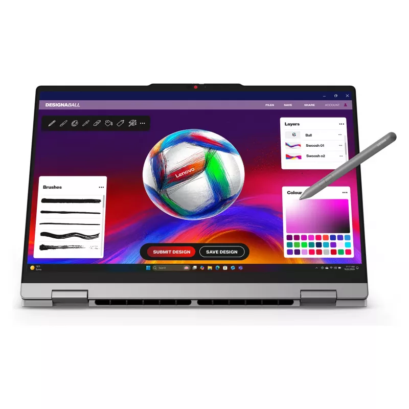 Laptop 2 w 1 Lenovo IdeaPad 5 2-in-1 15AGP11 Copilot+ PC 83UM0006GE, 15.3 cali WQXGA OLED dotykowy 165Hz, AMD Ryzen AI 7 445, 16GB DDR5, 512GB SSD, Windows 11 Home, niemiecka klawiatura