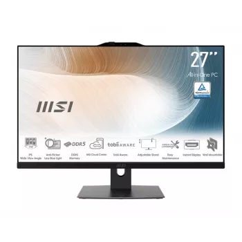 MSI Modern AM272P 1M-855EU All-in-One PC, 27 cali FHD IPS, Intel Core 5 120U, 16GB DDR5, 512GB SSD, Windows 11 Pro, Czarny