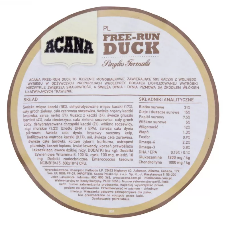 ACANA Singles Free-Run Duck Dry Dog Food, 2 kg