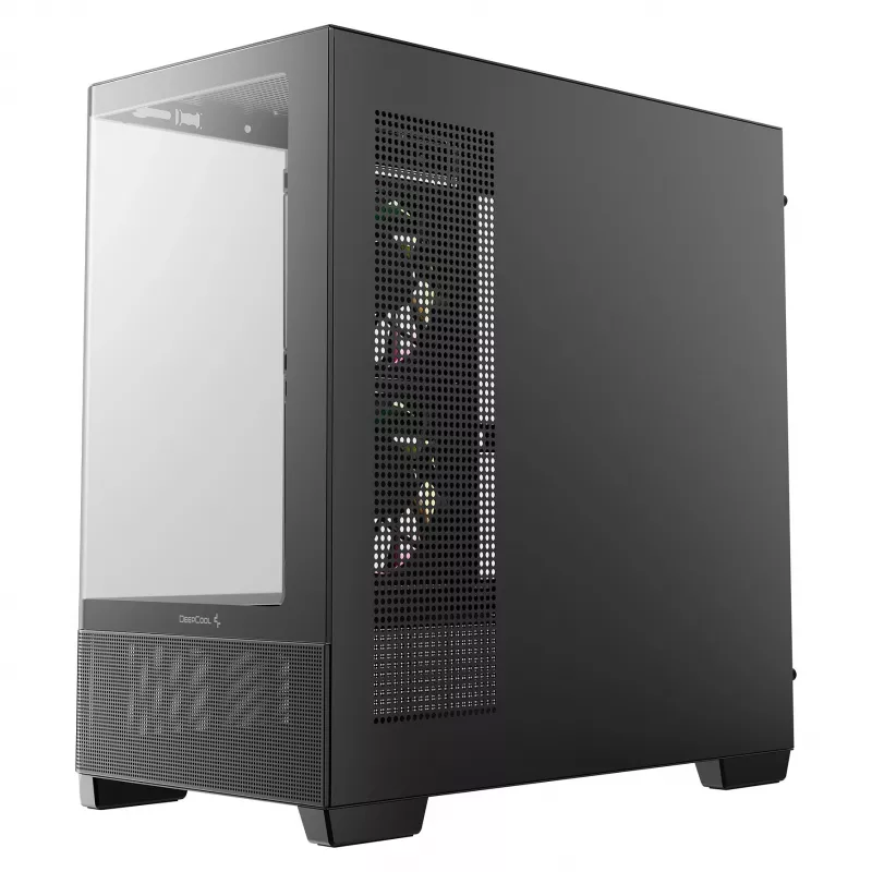 Obudowa Mid-Tower DeepCool CG380U, Szkło hartowane, 3x wentylatory 120mm ARGB, Czarny