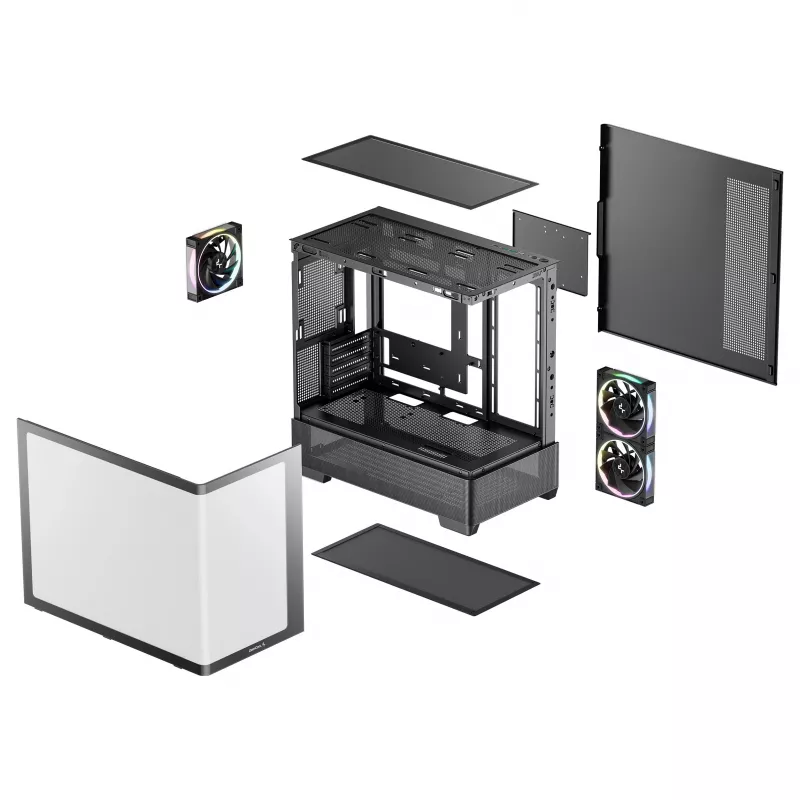 Obudowa Mid-Tower DeepCool CG380U, Szkło hartowane, 3x wentylatory 120mm ARGB, Czarny