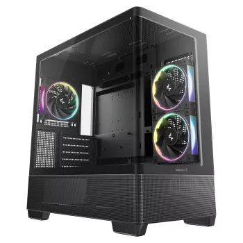 Obudowa Mid-Tower DeepCool CG380U, Szkło hartowane, 3x wentylatory 120mm ARGB, Czarny