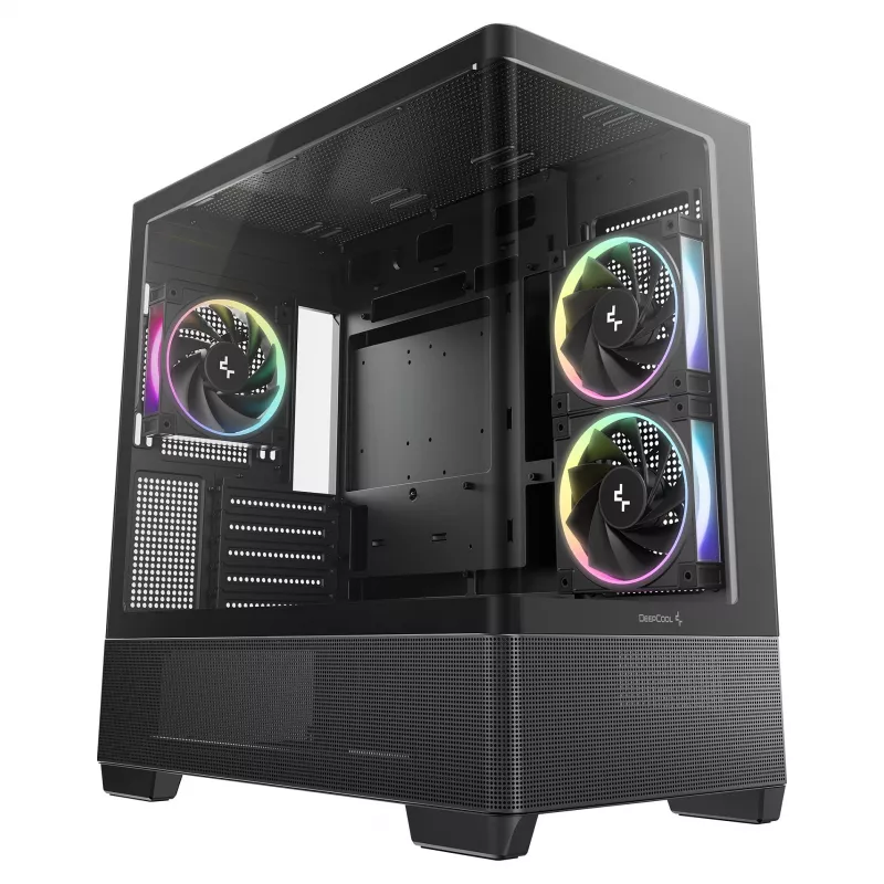 Obudowa Mid-Tower DeepCool CG380U, Szkło hartowane, 3x wentylatory 120mm ARGB, Czarny