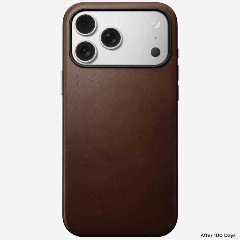 NOMAD Modern Leather Case do iPhone 17 Pro Max, skóra Horween, Rustic Brown, kompatybilny z MagSafe