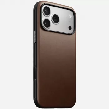 NOMAD Modern Leather Case do iPhone 17 Pro Max, skóra Horween, Rustic Brown, kompatybilny z MagSafe