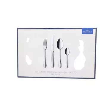 Komplet sztućców Villeroy & Boch Mademoiselle 24-częściowy, stal nierdzewna 18/10, polerowany, zmywarka, 6 kompletów