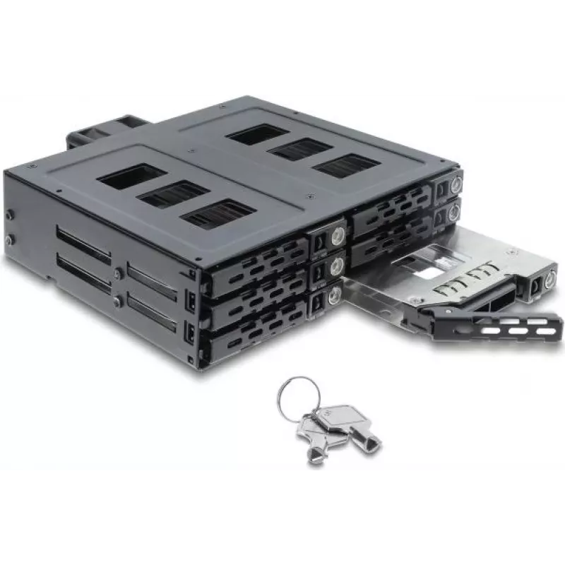 Delock 5.25 inch Wechselrahmen na 6 x 2.5 inch SATA lub SAS HDD / SSD z zamkiem