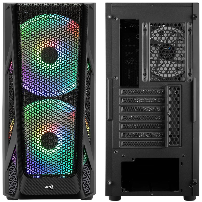 Aerocool AirHawk Duo Midi-Tower, Tempered Glass - Czarny