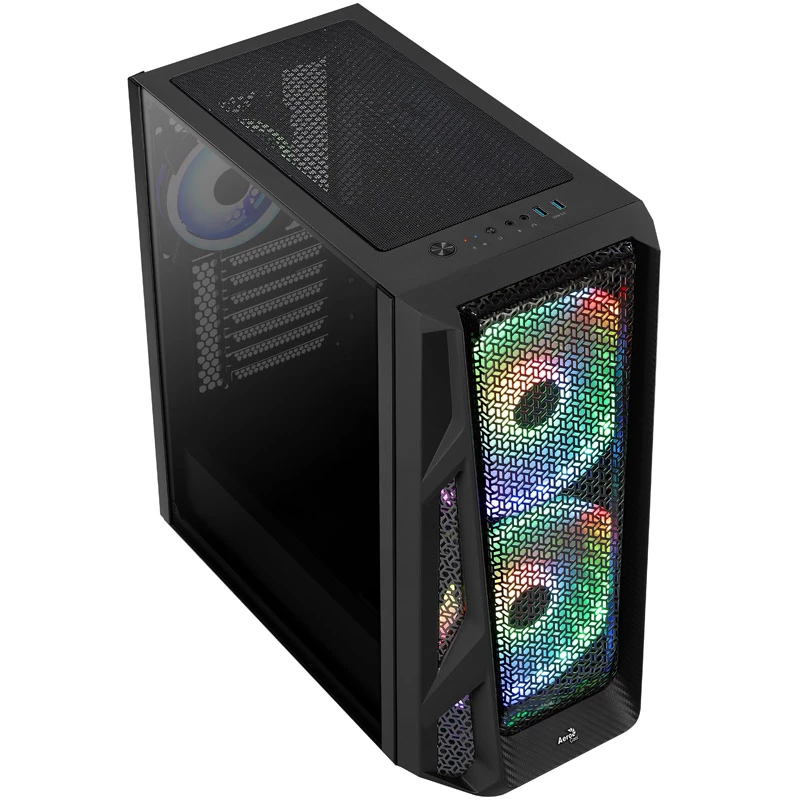 Aerocool AirHawk Duo Midi-Tower, Tempered Glass - Czarny