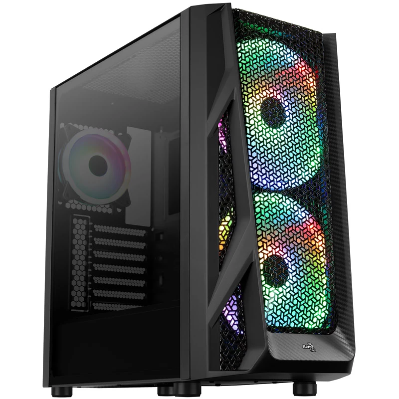 Aerocool AirHawk Duo Midi-Tower, Tempered Glass - Czarny