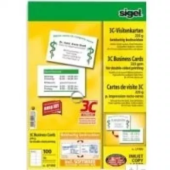 SIGEL Business Card 3C LP850 - Smooth Satin - Powlekany - Wysoka biel - 85 x 55 mm - 225 g/m² - 100 wizytówek (10 arkuszy x 10)
