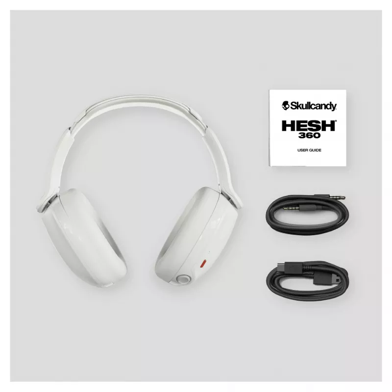 Skullcandy Hesh 360 Bezprzewodowe Słuchawki Nauszne, Bluetooth 5.0, Aktywna Redukcja Szumów, Biały