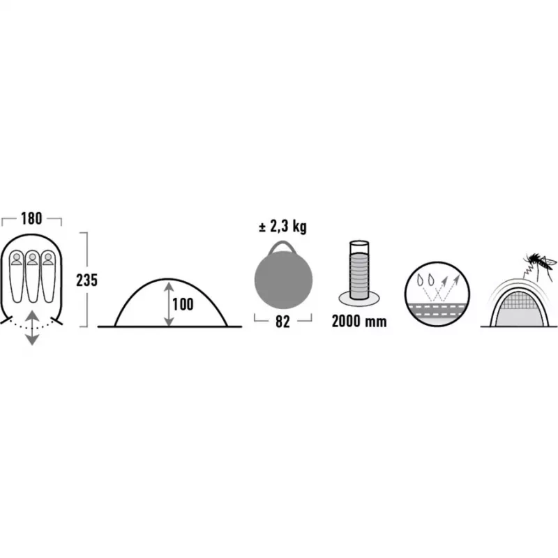 Namiot tunelowy High Peak Vision 3 zielony 3-osobowy namiot typu pop-up
