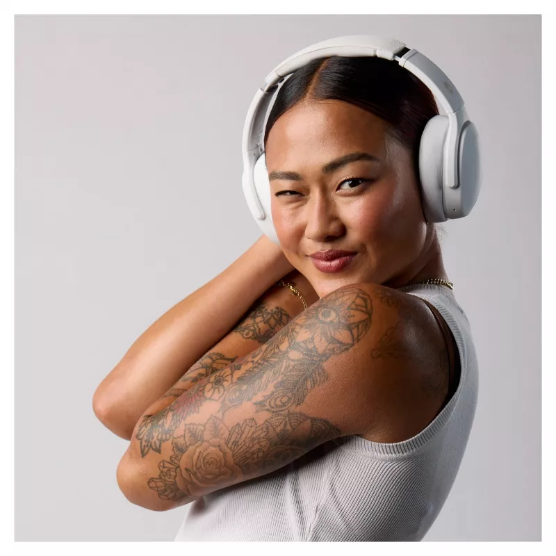 Skullcandy Crusher Evo Bezprzewodowe Słuchawki Nauszne z Sensorycznym Basem, Bluetooth 5.0, Bateria 40-godzinna, Biały