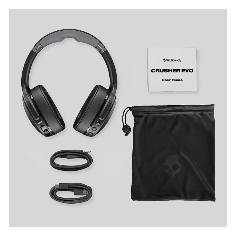 Skullcandy Crusher Evo Bezprzewodowe Słuchawki Nauszne z Sensorycznym Basem, Bluetooth 5.0, Bateria 40-godzinna, Biały
