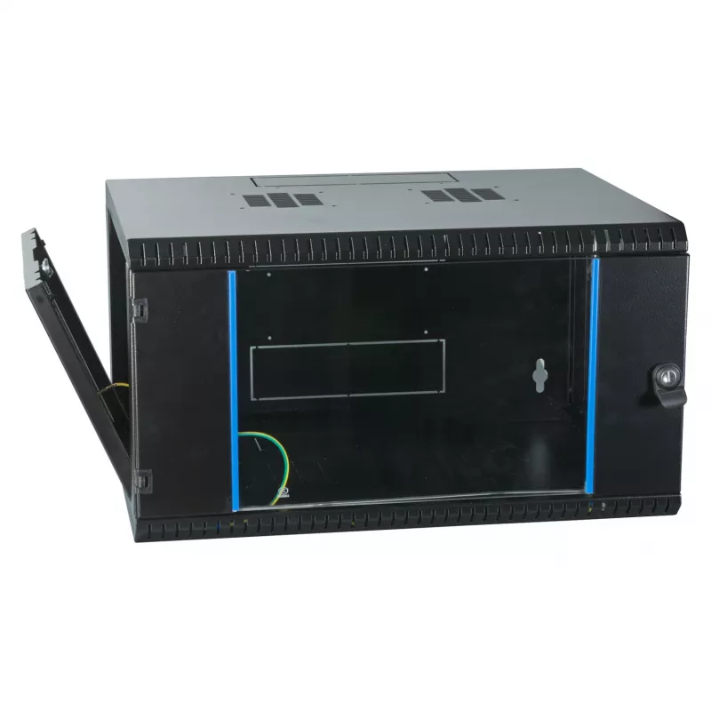 EFB-ELEKTRONIK 19 cali Szafa ścienna 6U, stała, 1-częściowa, RAL 9005 Jet Black, Głębokość 450 mm (691706VTS.45)