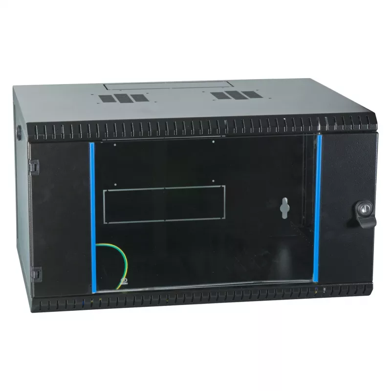 EFB-ELEKTRONIK 19 cali Szafa ścienna 6U, stała, 1-częściowa, RAL 9005 Jet Black, Głębokość 450 mm (691706VTS.45)