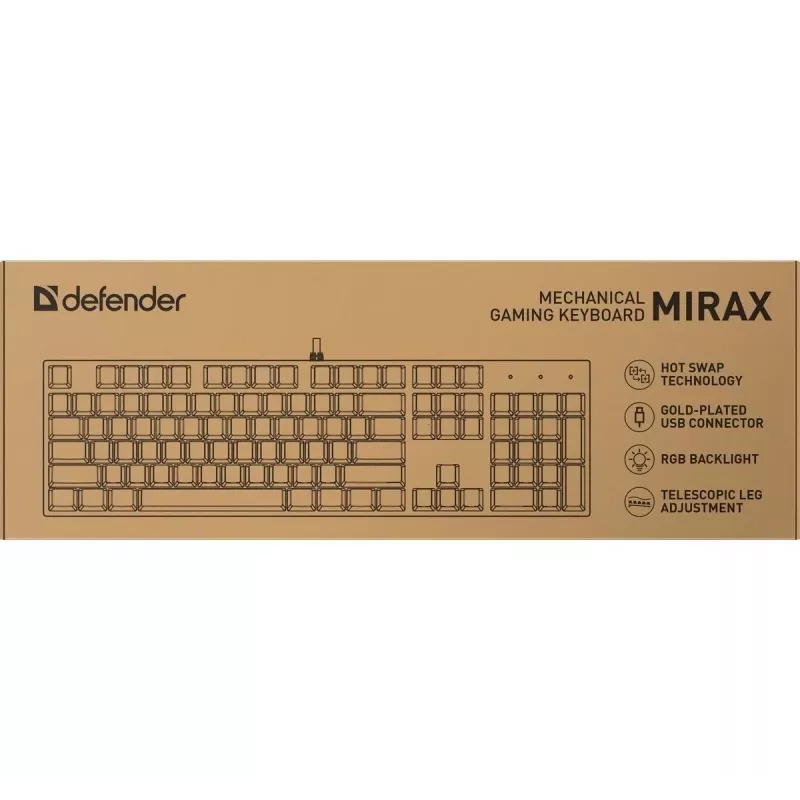 Defender Mirax GK-352 Mechaniczna Klawiatura Gamingowa, Przełączniki Outemu Blue, Podświetlenie RGB, Przewodowa USB, Czarny