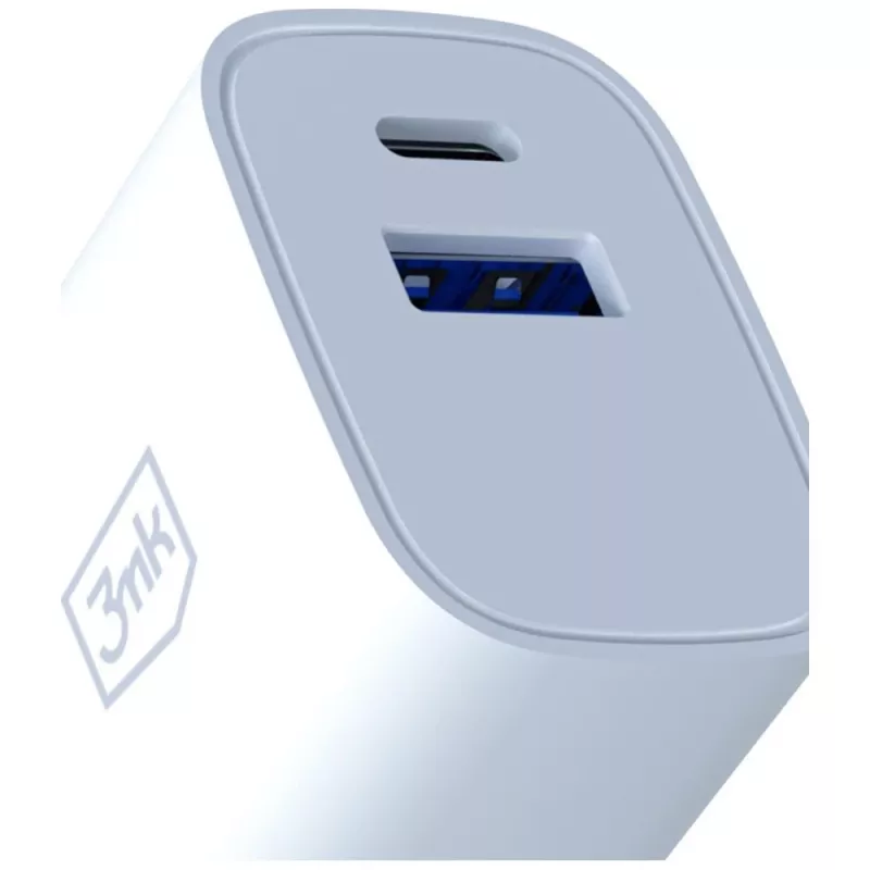 3MK FlowPower 30W USB-A USB-C PD 3.0 QC 4+ Wall Charger White