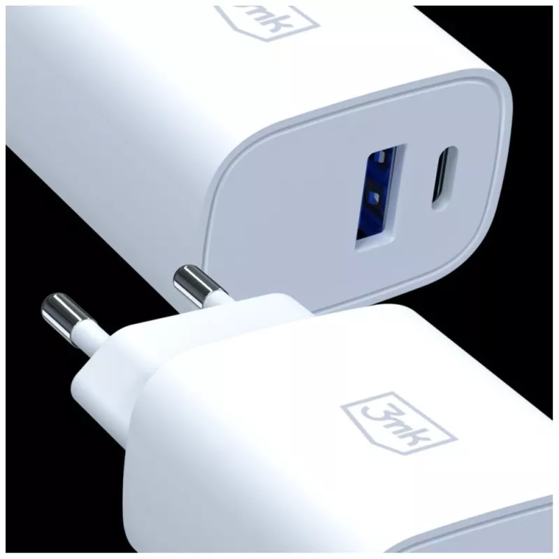 3MK FlowPower 30W USB-A USB-C PD 3.0 QC 4+ Wall Charger White