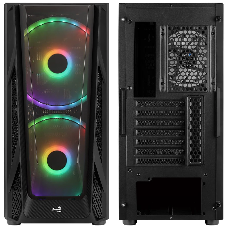 Aerocool NightHawk Duo Midi-Tower, Tempered Glass - Czarny