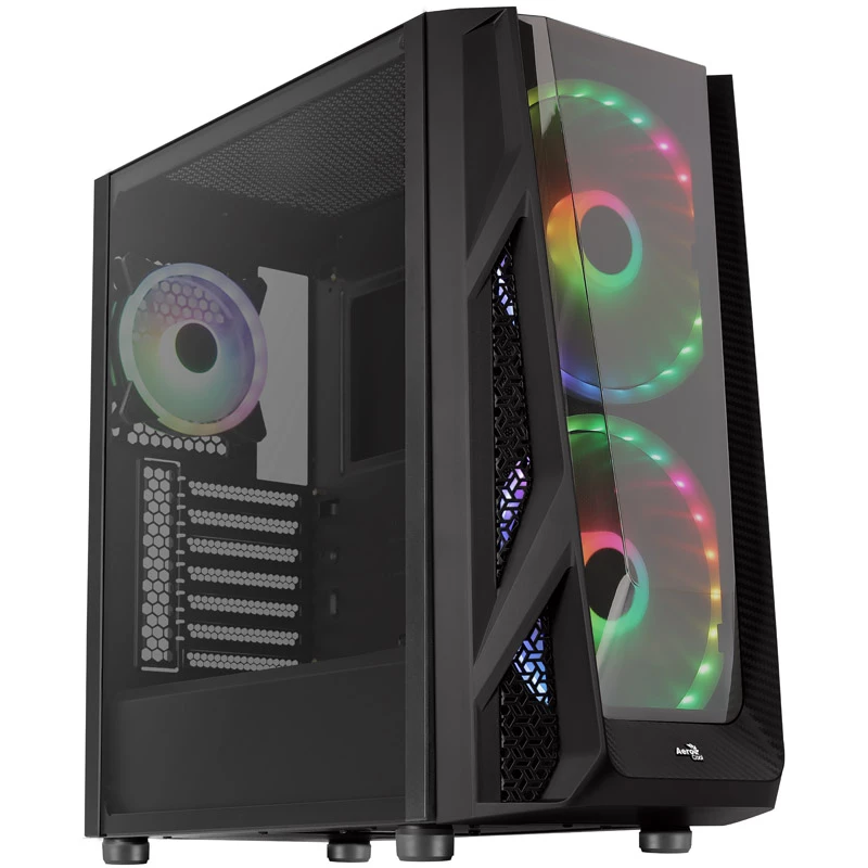 Aerocool NightHawk Duo Midi-Tower, Tempered Glass - Czarny