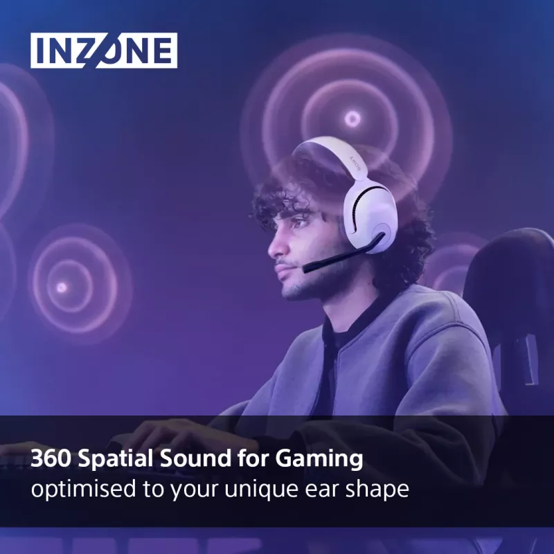 Sony INZONE H5 Bezprzewodowy zestaw słuchawkowy do gier, nauszny, z mikrofonem, biały