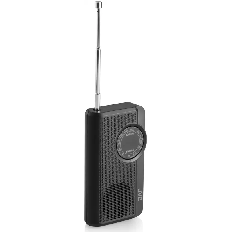 JVC RA-E311B Przenośne Radio AM/FM z Anteną Teleskopową i Uchwytem, Czarny