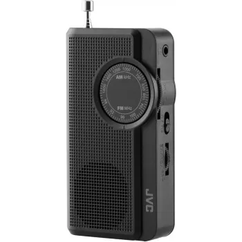 JVC RA-E311B Przenośne Radio AM/FM z Anteną Teleskopową i Uchwytem, Czarny