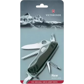 Nóż żołnierski Victorinox 0.8461.MWCHB1 - oliwkowy zielony, 10 funkcji, otwieranie jedną ręką