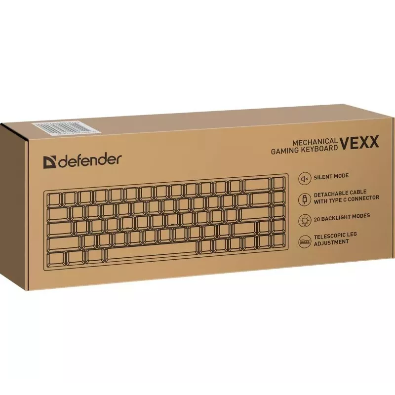 Defender VEXX GK-084 Mechaniczna Klawiatura Gamingowa, Układ 75%, Przełączniki Outemu Red, Biała